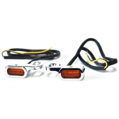 Fastline, below bar LED turn signal set. Chrome – Hydraulisk koppling: 09-16 FLT/Touring; 16-17 FLSS; 09-17 V-Rod Endast idag
