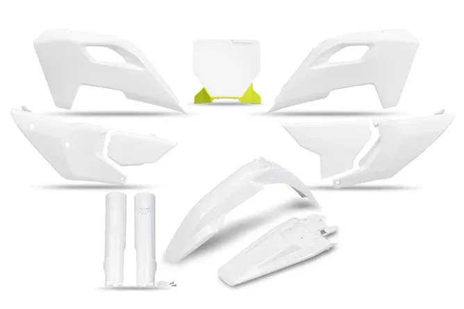 Plastkit med gaffelskydd Husqvarna TC / FC efter 2023 UFO vit Billigare