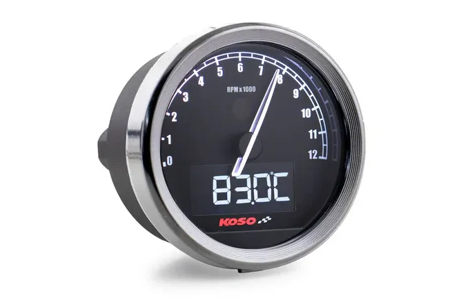 Kundfavorit Tachometer Koso D60 TNT-05 upp till 12 000 rpm svart / krom