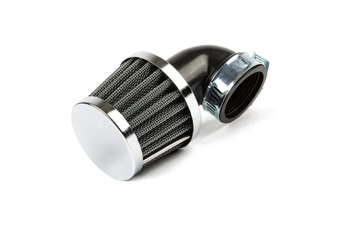 Luftfilter KN vinklad 90 grader d.35mm krom Begränsat erbjudande